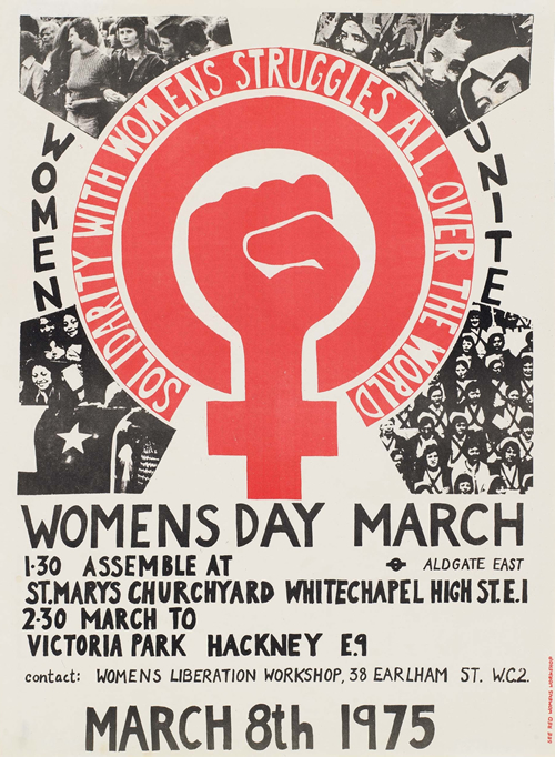 Cartell de la Marxa del Dia de la Dona a Londres, l'any 1975