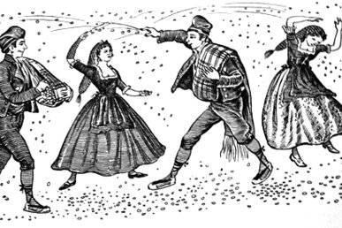 Il·lustració del ball de confits de Figueres extreta del Costumari Català de Joan Amades