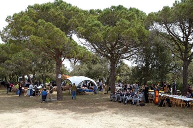 La cobla, preparant-se per tocar
