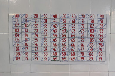 Números d'una loteria popular en una fleca